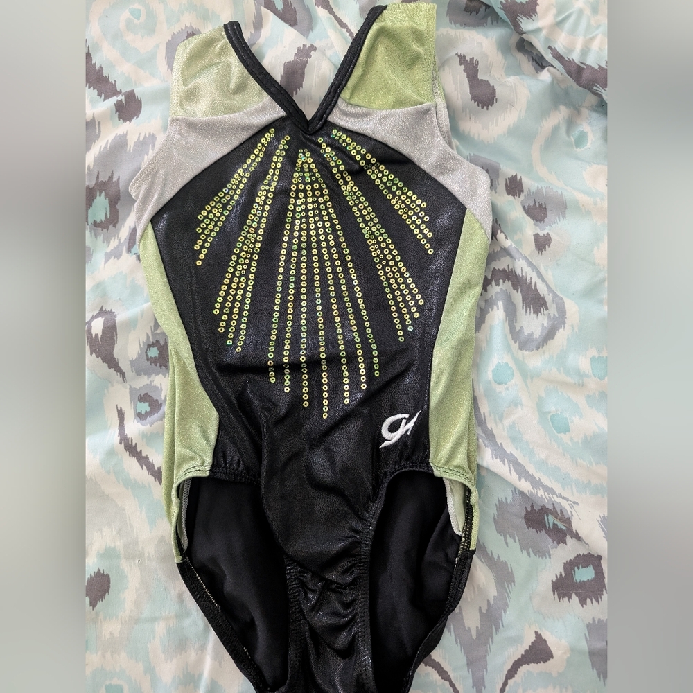 Black and Green Rhinestone Leotard
